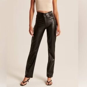 Abercrombie & Fitch Crossover Straight Leg Black Faux Leather Pants